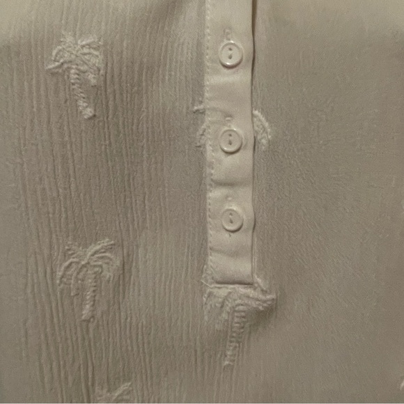 Z Supply White Button Up Blouse Top Embroidered Palm Trees Size Small - Picture 5 of 10